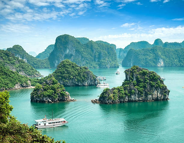 Halong Bay, Vietnam. Unesco World Heritage Site. Most popular place in Vietnam. this landscape you can seen from the island Titop gulf of tonkin stock pictures, royalty-free photos & images