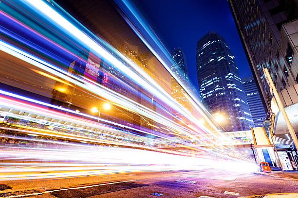 istock traffic light trails in modern city at night 537646105