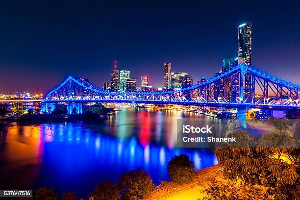 Brisbanes Story Bridge Australia Stock Photo - Download Image Now - Brisbane, Story Bridge, City