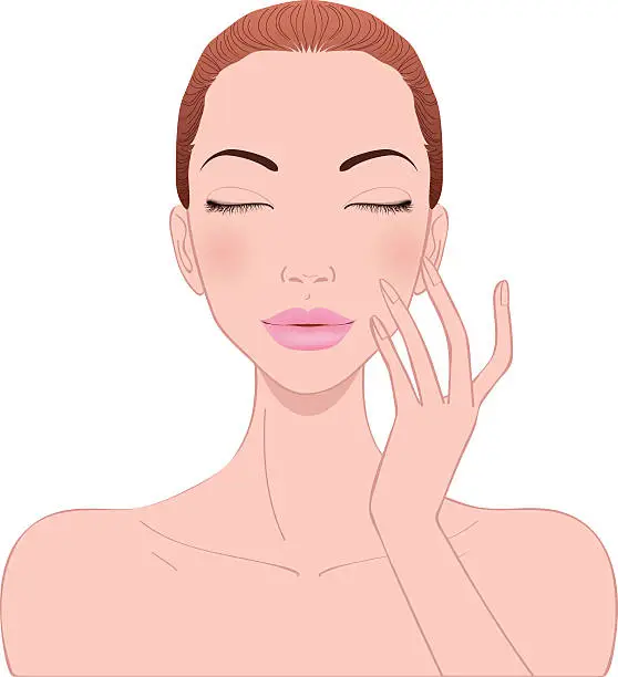 Vector illustration of beautiful woman's skin care