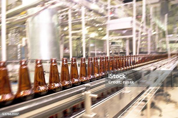 Beer Conveyor Stock Photo - Download Image Now - Factory, Manufacturing, Bottle