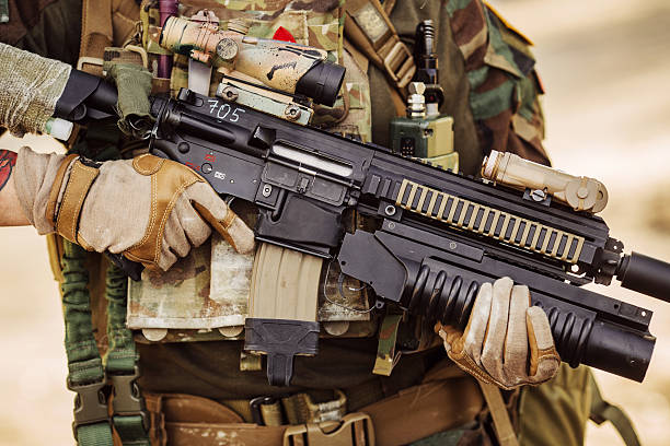istock weapon in the hands of a soldier 537663583