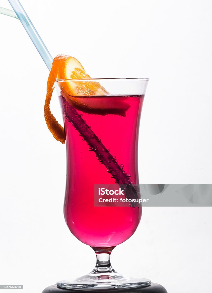 Cocktail red ice Cocktail, Drink, Tropical Drink,milk, pineapple syrup, strawberry syrup 2015 Stock Photo