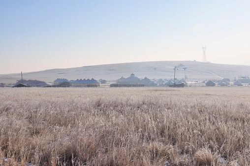 village with Yurt in Grassland, Manchuria Inner Mongolia in China
