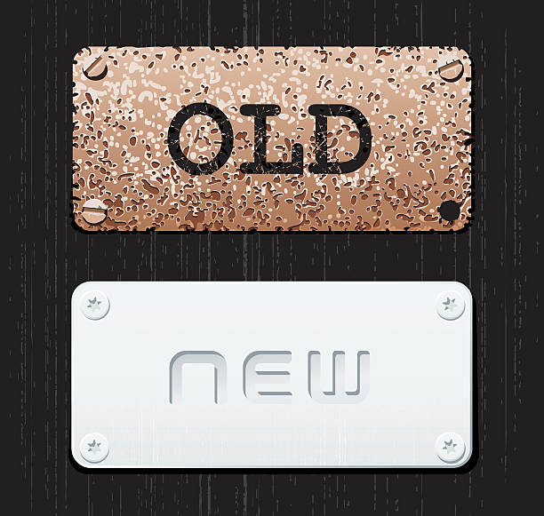 올드 새로운 - license plate metal rusty old stock illustrations