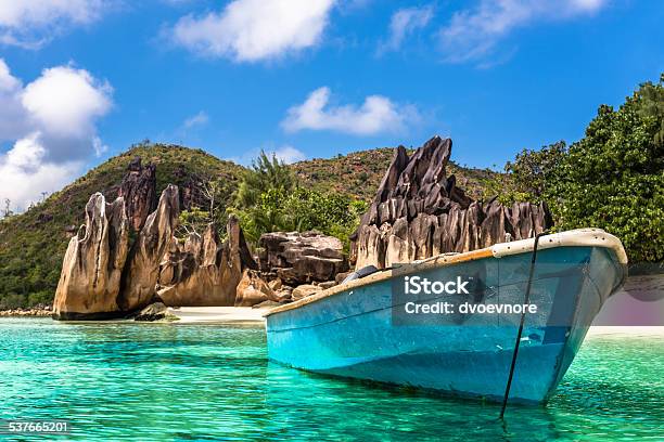 Tropical Beach At Curieuse Island Seychelles Stock Photo - Download Image Now - 2015, Beach, Blue