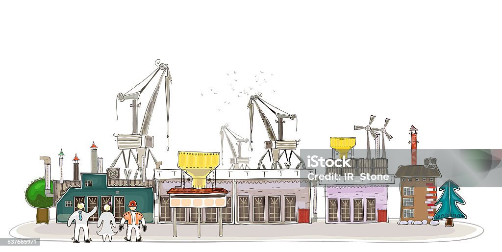 Factory, heavy industry illustration. Happy world collection 2015 stock illustration