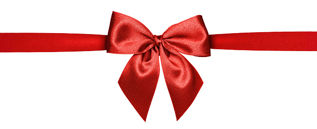 Close up of red bow isolated on white background