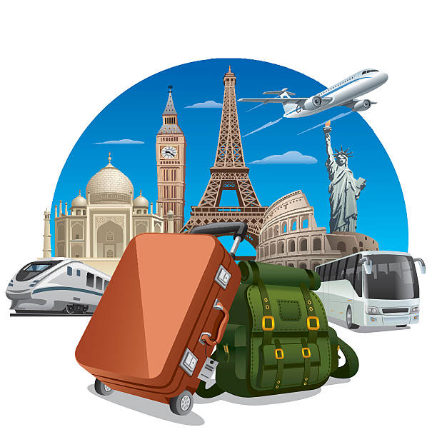 ilustrações, clipart, desenhos animados e ícones de conceito de viagem - concepts and ideas travel locations transportation