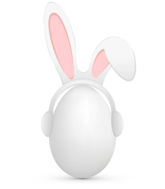 wielkanoc jajko i uszy królika - animal ear audio stock illustrations