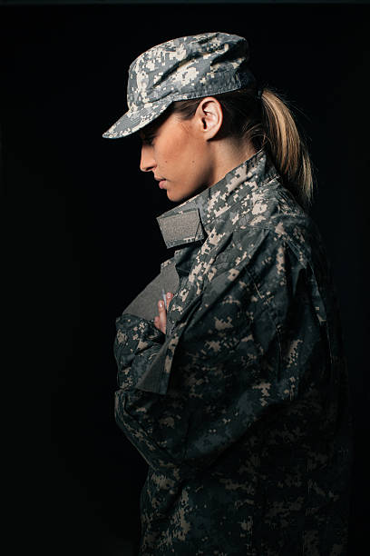 istock Worried woman soldier 537667817