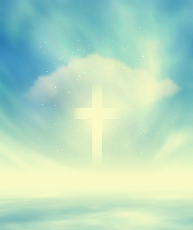 Skyscape And Christian Glowing Cross