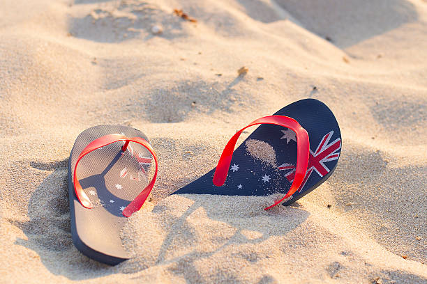 Patriotic flip-flops isolated on white. Related images: