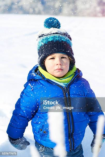 Happy 2 Years Baby Boy On Walk In Winter Park Stock Photo - Download Image Now - 2015, Cheerful, Child