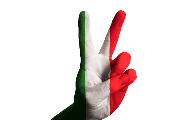 istock italy national flag two finger up gesture for victory 537678245