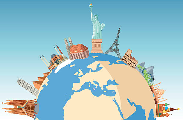 world reisen - travel map famous place europe stock-grafiken, -clipart, -cartoons und -symbole