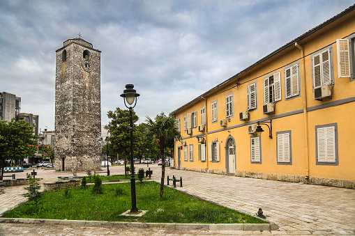 The Clock Tower of Podgorica, Montenegro is located at Becir Beg Osmanagic square, in the Stara Varos (Old Town) neighborhood. It's one of the very few Ottoman landmarks that survived the bombing of Podgorica in World War II.