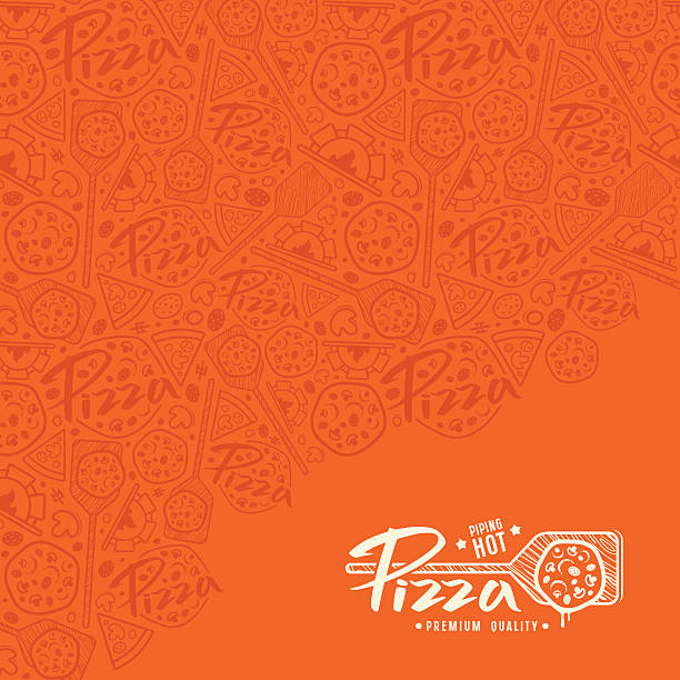 Pizza cover for boxes Pizza cover for boxes. Orange color background pizza designs stock illustrations