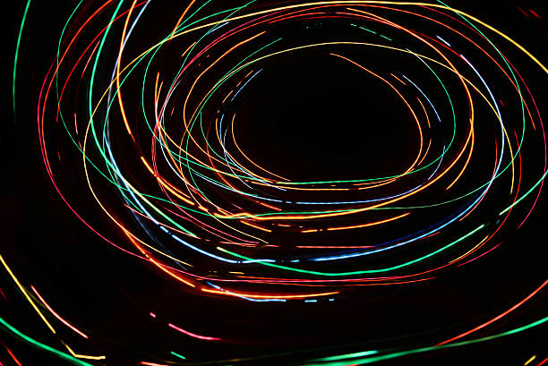 istock Abstract circles. Colorful circles against black backgrounds. Circles made of lights 537692730