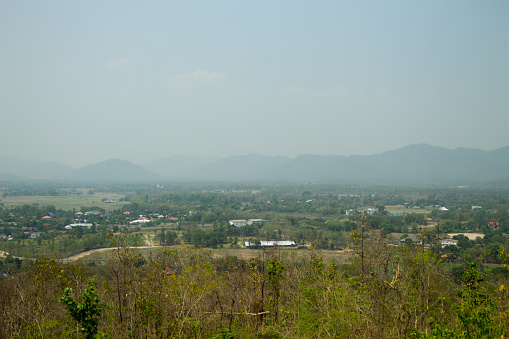 ChiangMai, Thailand. April, 05-2016: the country life was pictured from the top of the mountain.