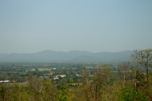 ChiangMai, Thailand. April, 05-2016: the country life was pictured from the top of the mountain.