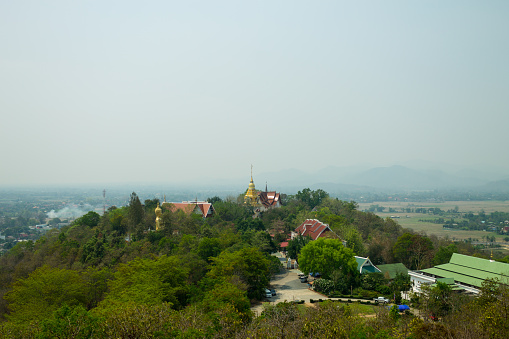 ChiangMai, Thailand. April, 05-2016: Wat Prathad Doi Saket, the traditional thai temple located at the top of the mountain.