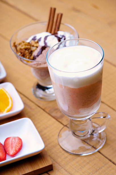 istock Coffee latte, ice scream and sliced fruits 537693784