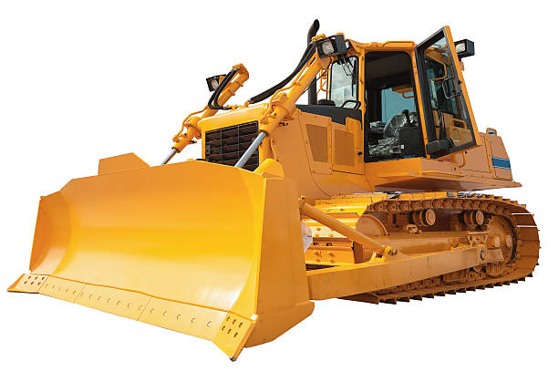 New modern loader or bulldozer - excavator isolated with clippin stock photo