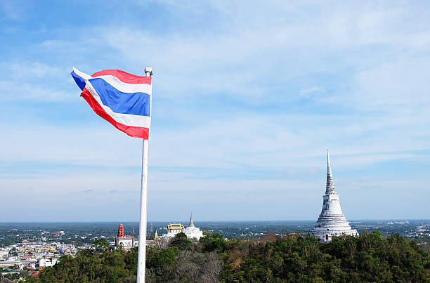 istock Landscape of pagoda with flag in front 537695170