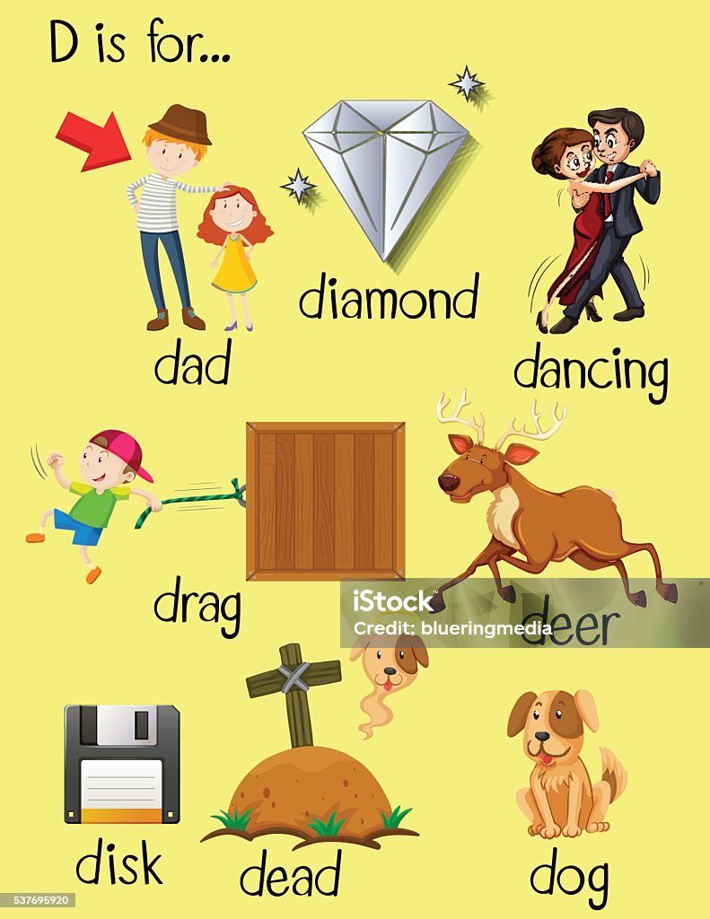 Letter D And Different Words For It Stock Illustration - Download ...
