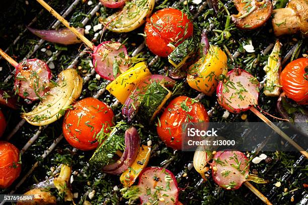 Delicious And Healthy Vegan Skewers Stock Photo - Download Image Now - Barbecue Grill, Barbecue - Meal, Vegetable