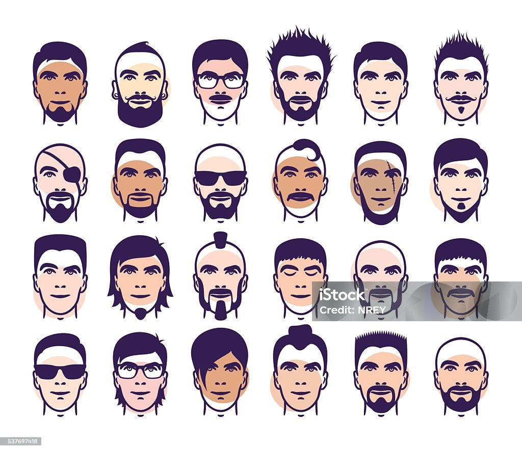 Java Male Faces Man Faces Set Stock Illustration - Download Image Now - Goatee, Adult ...