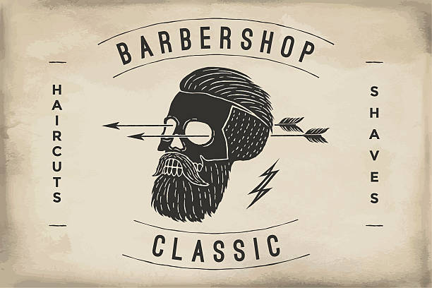istock Poster of Barbershop label on a beige paper texture 537697974