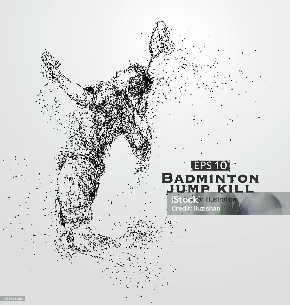 Smash badminton players,Vector graphics composed of particles. Badminton - Sport stock vector