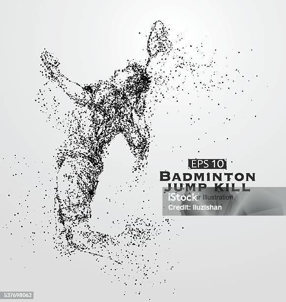 Smash Badminton Playersvector Graphics Composed Of Particles Stock Illustration - Download Image Now