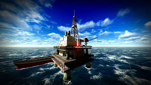 Oil rig  platform Oil rig  platform at sunset oil pump incomplete rough oil stock pictures, royalty-free photos & images