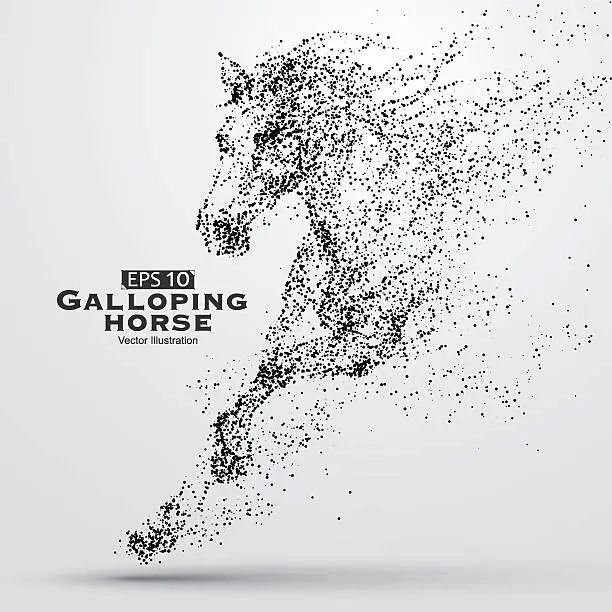 Vector illustration of Galloping horse,Many particles,sketch,vector illustration,