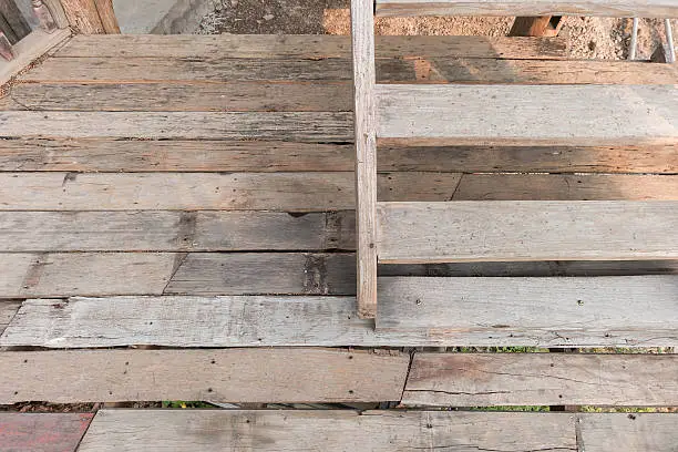 Photo of Old wooden stair top view