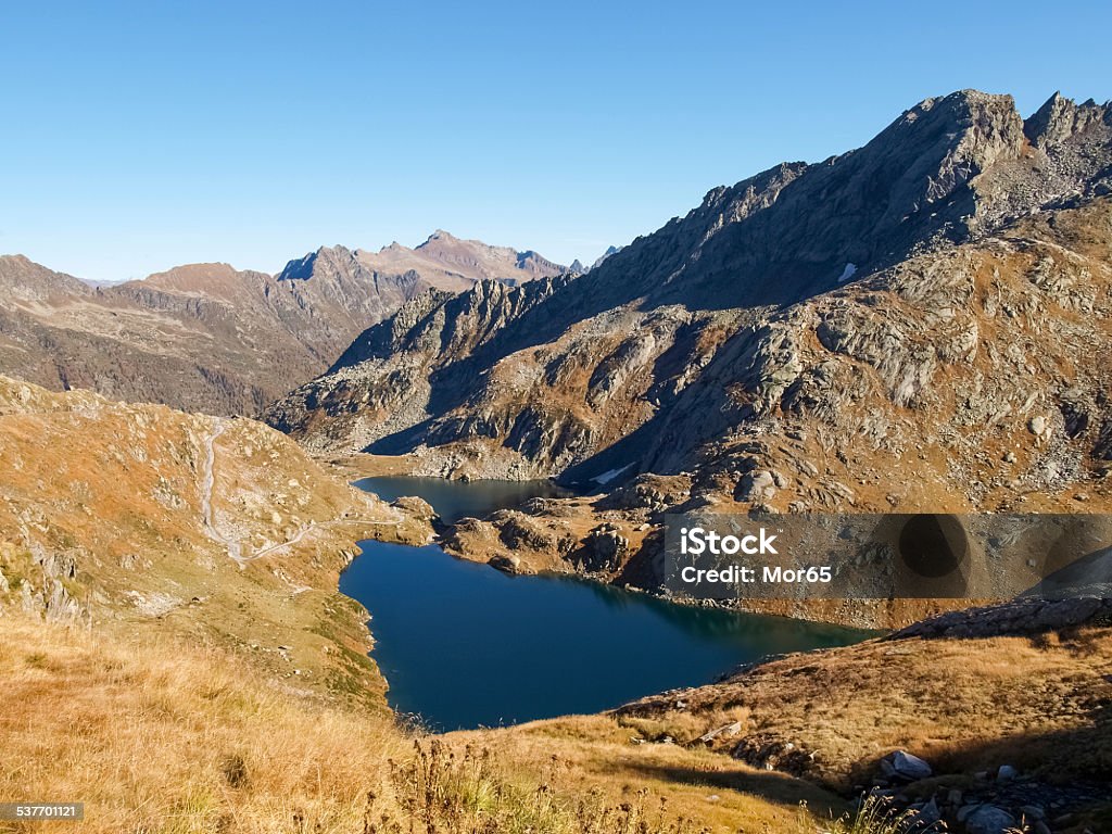 Dark Lake Valley of Sambuco, Switzerland: Walking from Grasso di Dentro to Lake of Naret 2015 Stock Photo