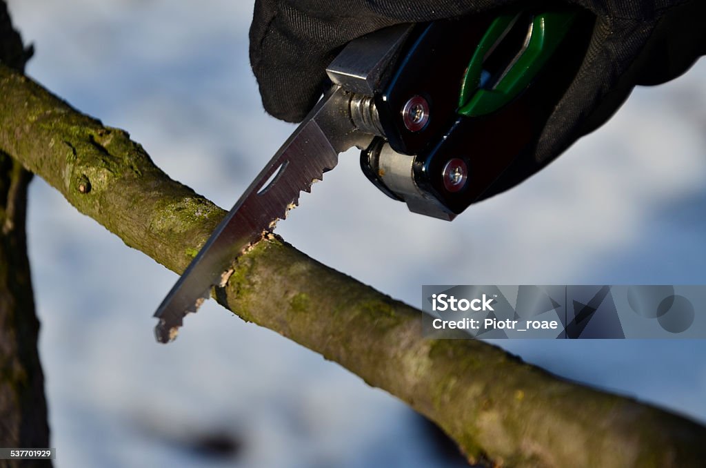 survival knife in the winter scenery survival knife held in the winter scenery with gloves 2015 Stock Photo