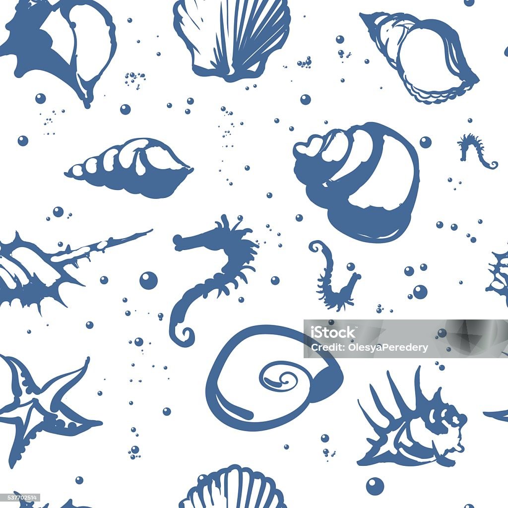 Pretty Shells Vector Vector Beautiful Shell Seamless Pattern Stock Illustration - Download ...