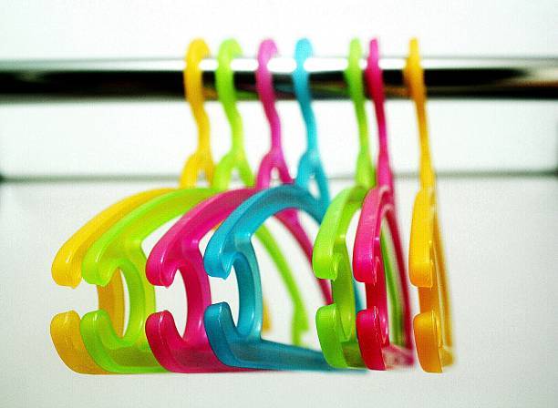 istock Colorful children cloth hangers 537702617
