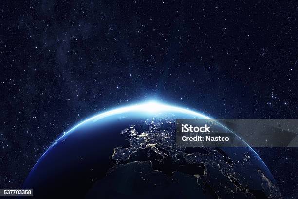 Planet Earth At Night Stock Photo - Download Image Now - Globe - Navigational Equipment, Planet Earth, Outer Space