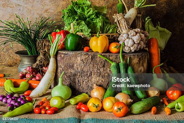 Still Life Vegetables Herbs And Fruit Stock Photo - Download Image Now - 2015, Agriculture, Autumn