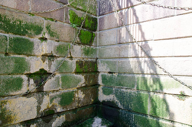 istock Corner of Brickwall on shore of Thames River 537706000