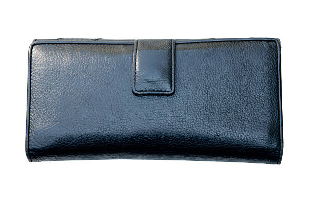 istock Women black natural leather wallet isolated on white background. 537707446