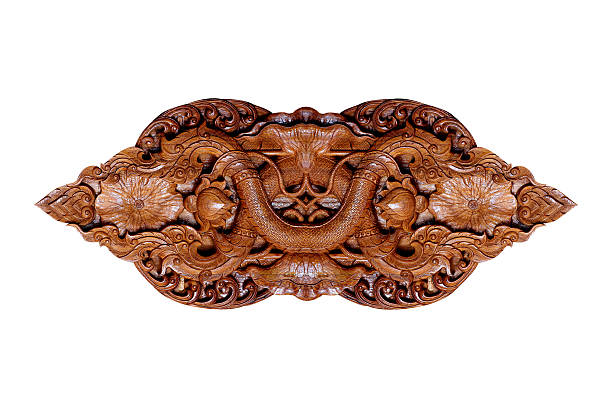istock Pattern of wood carved on white background 537709032