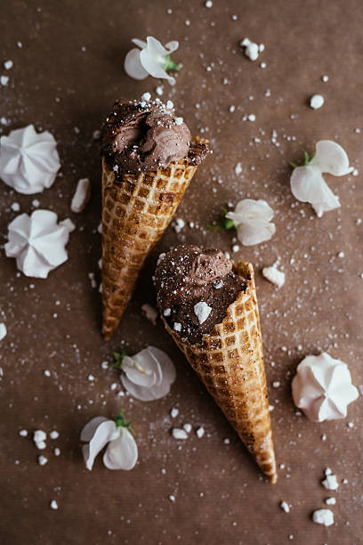 chocolate ice cream arrangement with  flowers