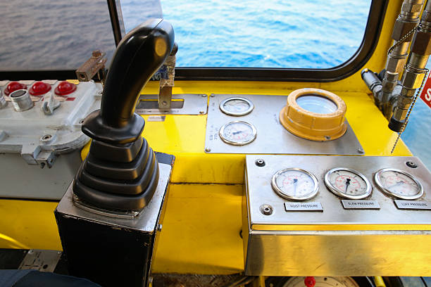 istock Crane operation cabin for control all equipment of crane. 537713767