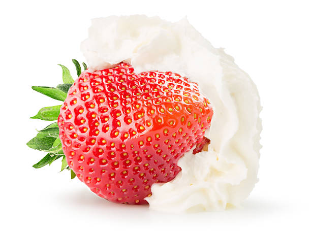 istock strawberry with whipped cream isolated on the white background 537714376